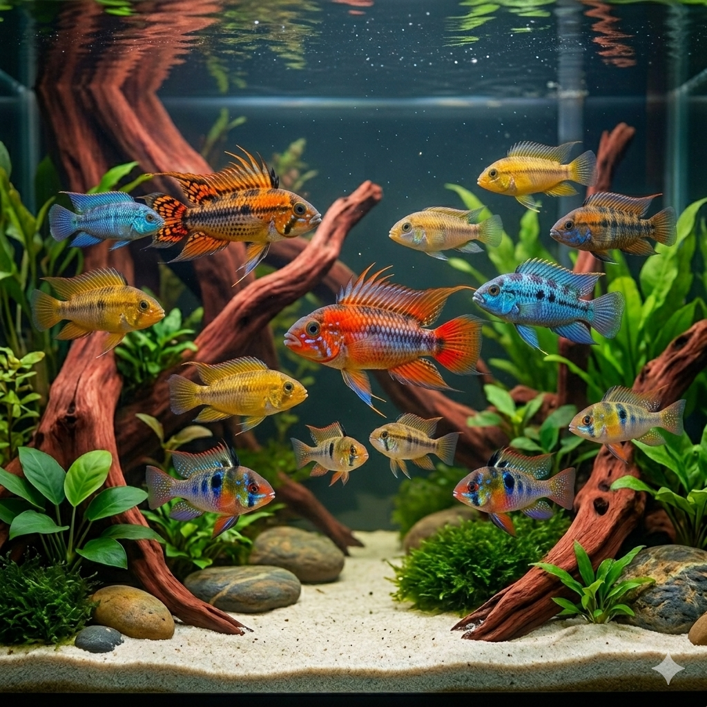 Ciklidë Xhuxha (Dwarf Cichlids)