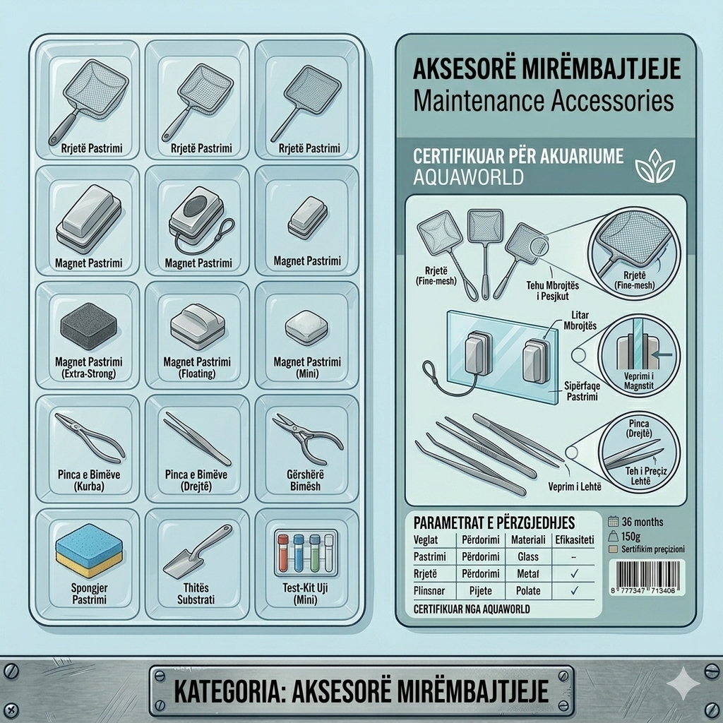 Aksesorë Mirëmbajtjeje (Rrjeta, Magnete pastrimi, Pincat e bimëve)